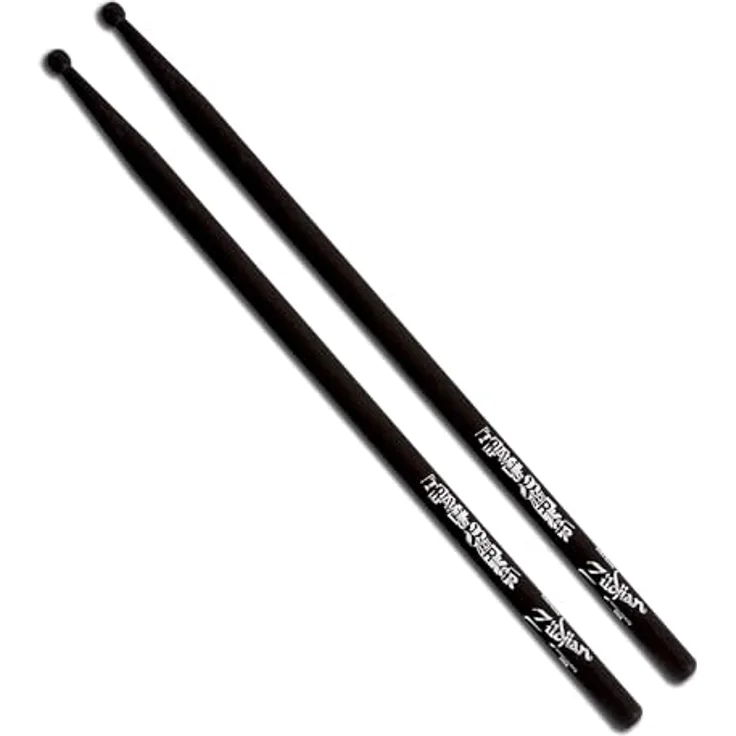 Zildjian Travis Barker Signature Sticks, Drumsticks aus Hickory, schwarz mit weißem Logo, 41,40 cm Länge, 15,1 mm Durchmesser