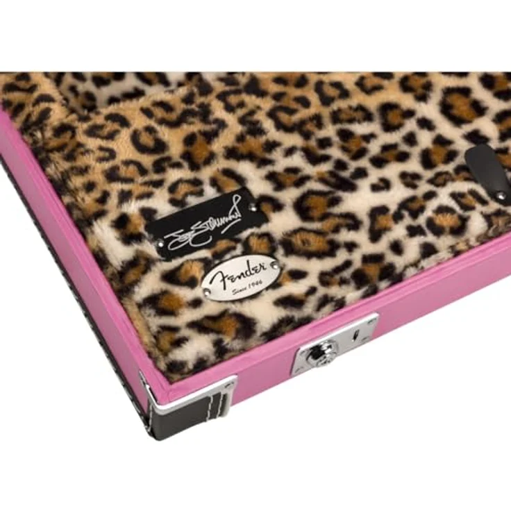Fender Joe Strummer Tele/Strat Case, Signature-Gitarrenkoffer in pink mit Leopardenmuster und Hartschalenkonstruktion – Bild 6