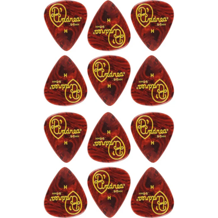 dAndrea Celluloid Pick Set 0,96mm, Shell Plektren, 12 Stück, traditionelle 351 Standardform, hergestellt in den USA