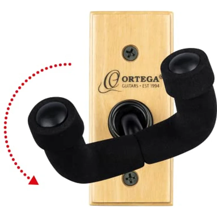 Ortega Guitars OGH-1NT, Wandaufhängung aus Holz mit Schaumstoff-Halsträger für Gitarren und Bässe, natur – Bild 2