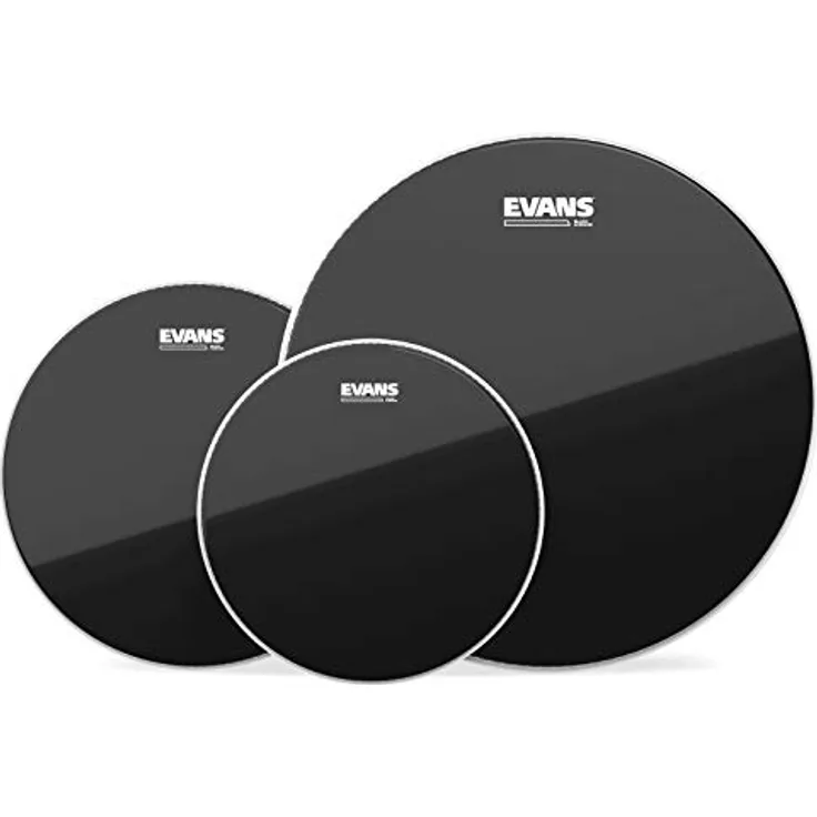 Evans ETP-CHR-F Fellset Black Chrome für Toms, 10 Zoll, 12 Zoll und 14 Zoll, klar und schwarz chrome