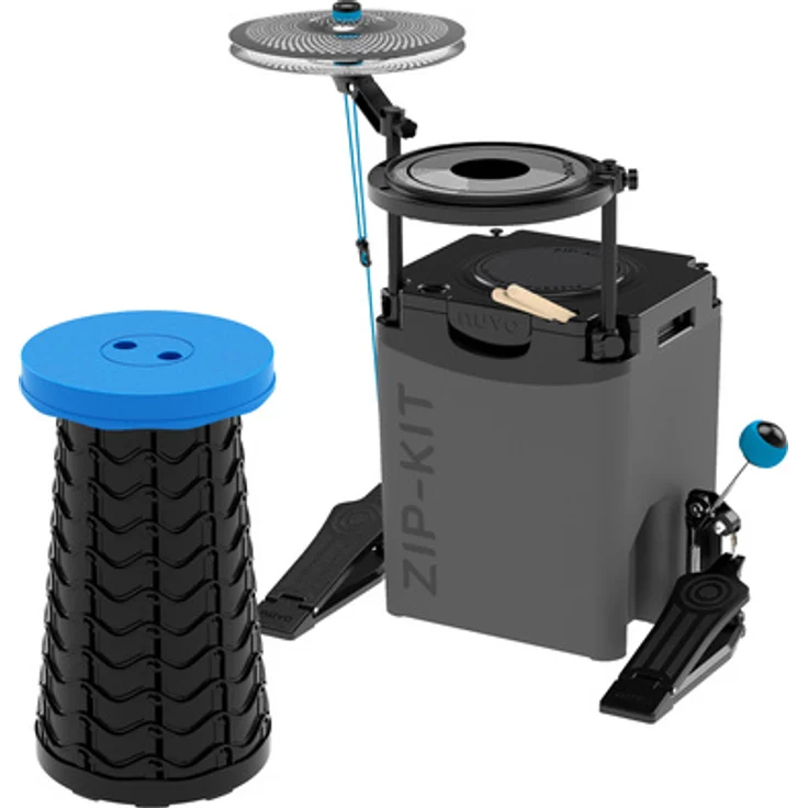 Nuvo Zip-Kit Essential Drum Kit, kompaktes akustisches Schlagzeug mit Bass Drum, Snare Drum und Hi-Hat, ideal für Einsteiger und Schulklassen