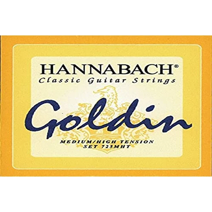 Hannabach Klassikgitarrensaiten Serie 725 Medium/High Tension Goldin, 3er Diskant Satz aus Super-Carbon, Made in Germany