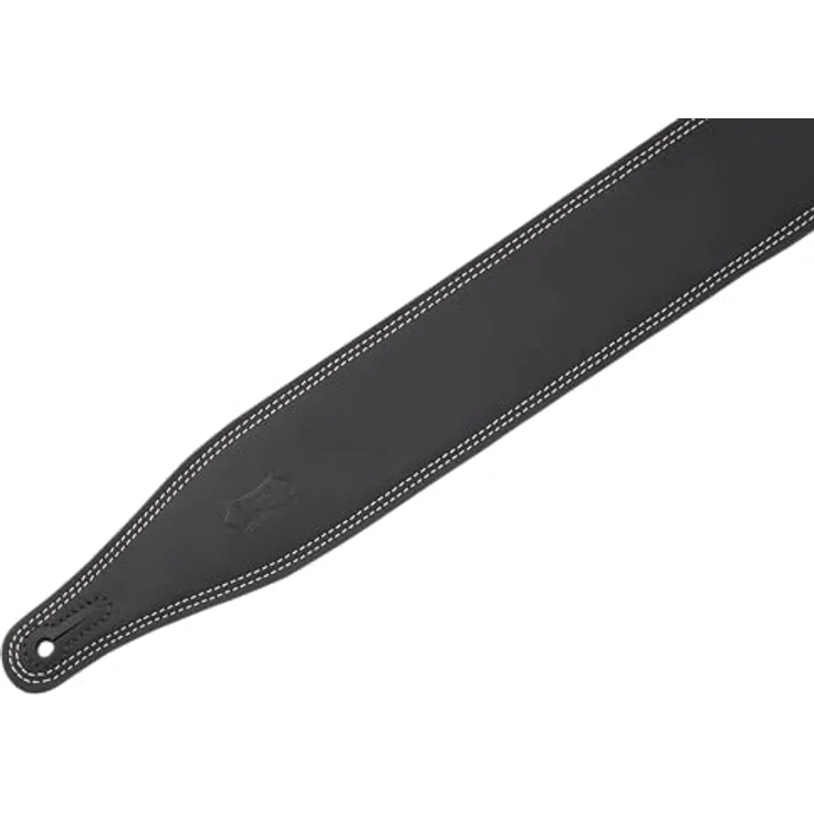 Levys Butter Leather Strap 2,5"BK, Gitarrengurt aus Rindernubukleder, verstellbar von 109 cm bis 140 cm, schwarz mit weißen Doppelnähten – Bild 7
