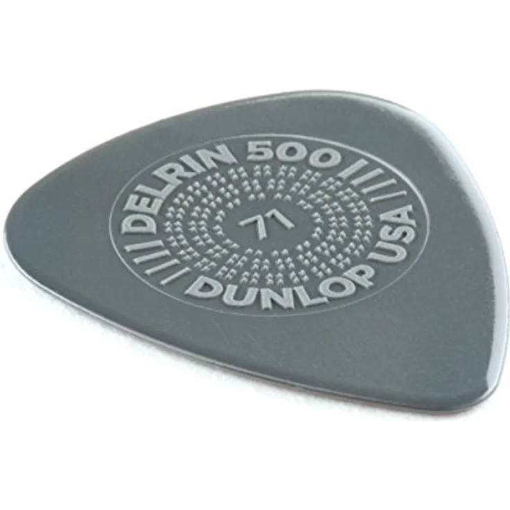 Dunlop Prime Grip Delrin 500 0.71, Plektrumset mit 12 Stück, grau, 0,71 mm Stärke, Standard Form, Low-Profile Grip – Bild 3