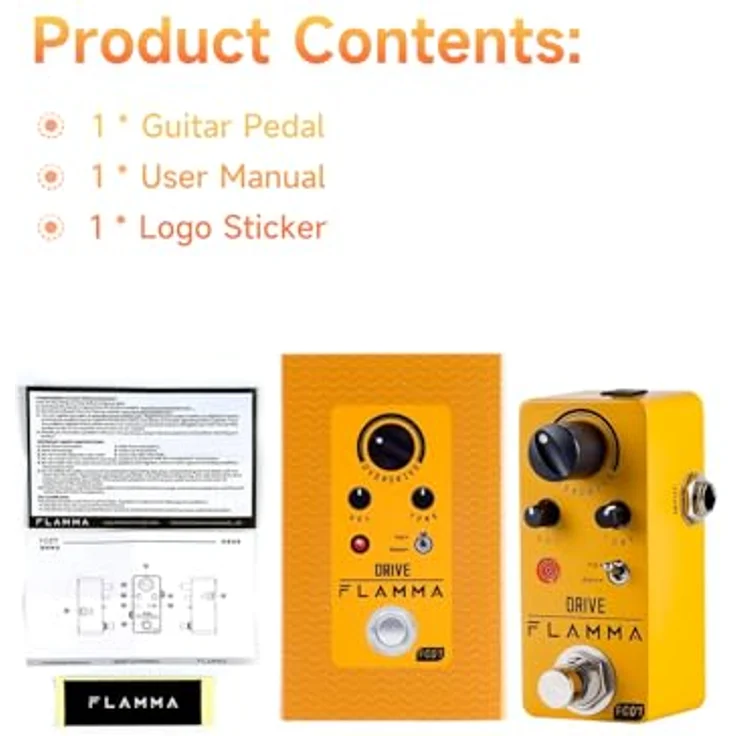 Flamma FC07 Overdrive, Overdrive-Pedal mit TS-Style-Sound, 2 Arbeitsmodi: Warm und Hot, 9V Stromverbrauch – Bild 8