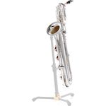 Thomann BariPRO S Baritone Sax, versilbertes Baritonsaxophon mit hoch fis und tief A-Klappe, italienischen Polstern, handgravierten Perlmutteinlagen und komplett versilbertem Korpus und Klappen, inkl. Mundstück, BG-Wischer, Koffer und Zubehör