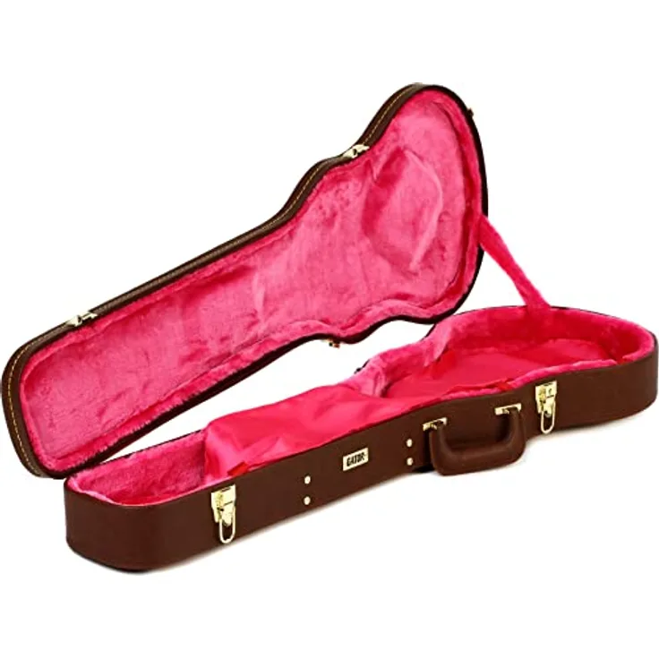 Gator GW-LP-Brown, Gitarrenkoffer für Single Cut Gitarren, Holzkoffer mit Vinylbezug, abschließbare Schlösser, Zubehörfach, braun