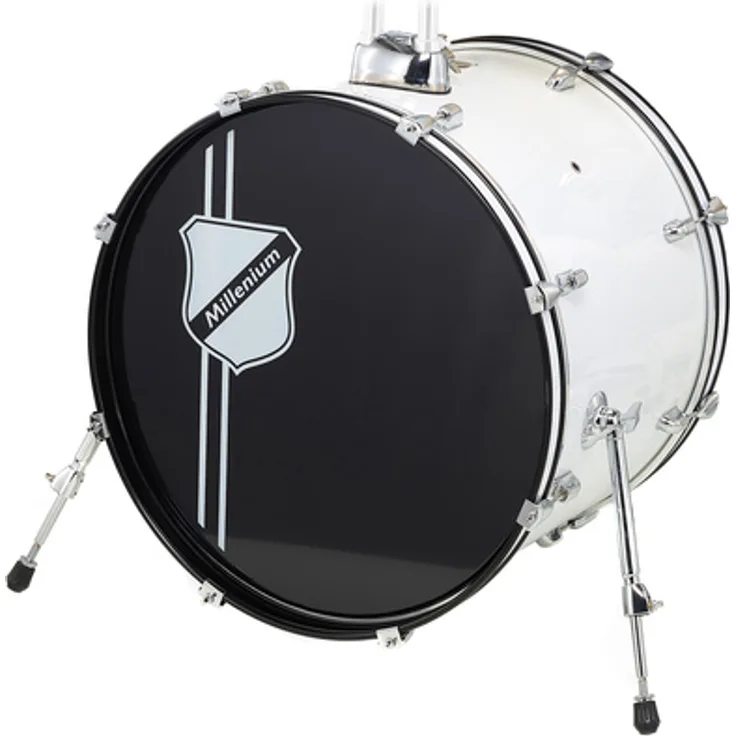 Millenium Focus 20"x16" Bass Drum, weiße Folienbezogene Trommel mit chrom Hardware und Bass Drum Rosette