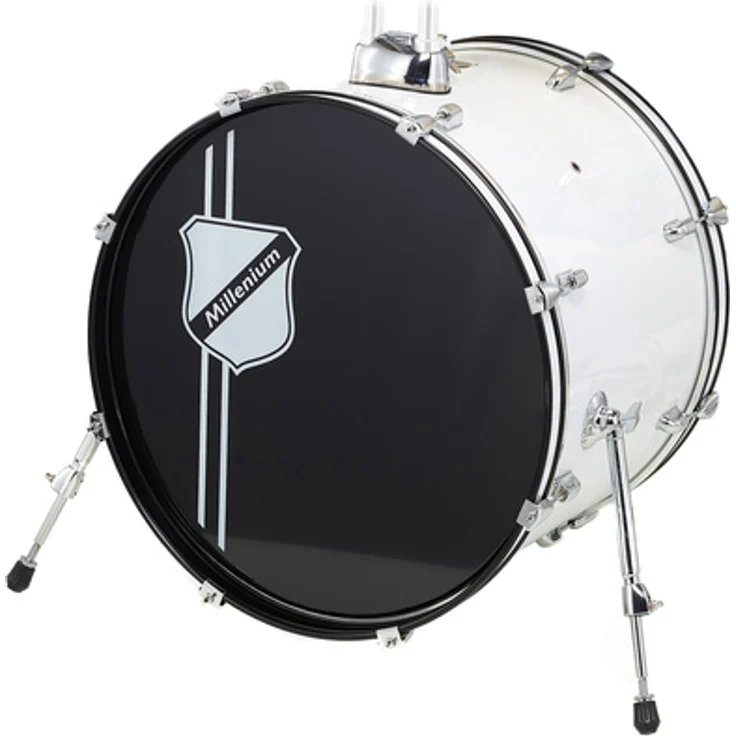 Millenium Focus 20"x16" Bass Drum, weiße Folienbezogene Trommel mit chrom Hardware und Bass Drum Rosette