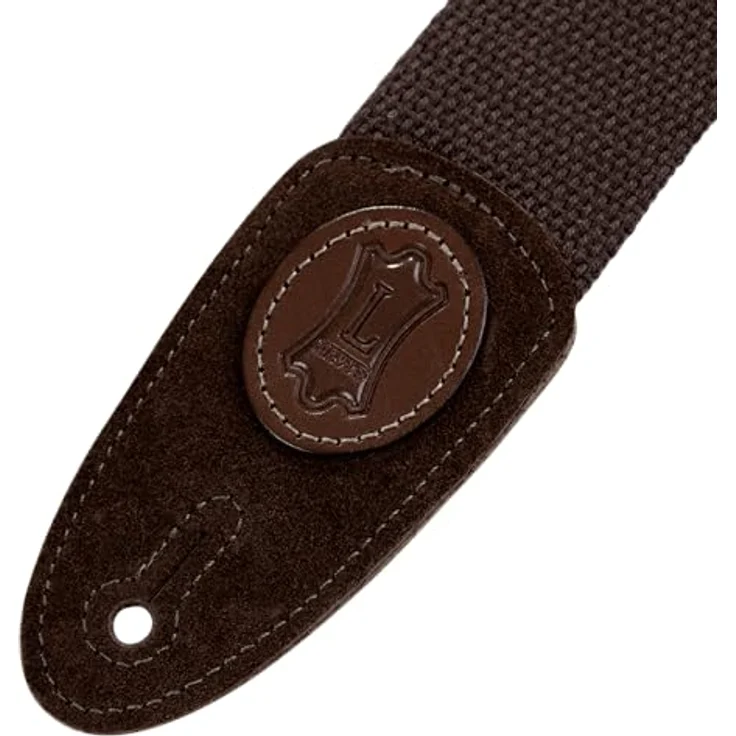 Levys Classic Cotton Strap 2" Gitarrengurt aus Baumwolle mit Wildleder-Endstück, verstellbar von 85 cm bis 155 cm, braun – Bild 2