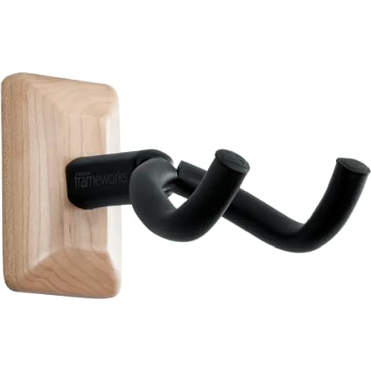 Gator Frameworks GFW-GTR-Hanger Maple, Wandmontage Gitarrenständer für E-Gitarren und Bässe, mit schwarzem Schaumstoffkissen, Maple-Finish