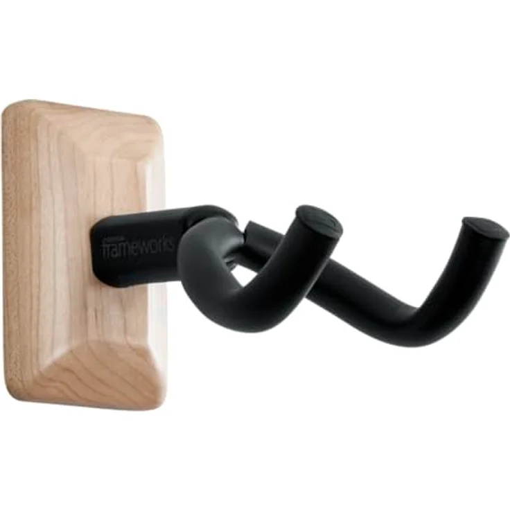 Gator Frameworks GFW-GTR-Hanger Maple, Wandmontage Gitarrenständer für E-Gitarren und Bässe, mit schwarzem Schaumstoffkissen, Maple-Finish – Bild 1