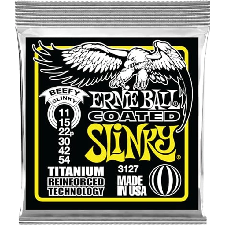 Ernie Ball Beefy Slinky Coated RPS E-Gitarrensaiten, Titandrahtwicklung, Stärke 11–54, korrosionsbeständig und langlebig – Bild 1