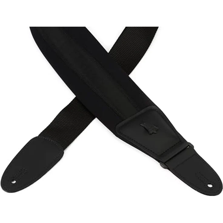 Levys Ultra Comfort Strap 3,25", Gitarrengurt aus Neopren mit gepolstertem Lederendstück, verstellbar von 122 cm bis 140 cm, Schwarz – Bild 2