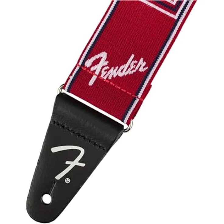 Fender Weighless 2" Mono Strap RWBL, Gitarrengurt in Rot/Weiß/Blau, verstellbar von 111 cm bis 133 cm, mit Leder-Enden – Bild 2