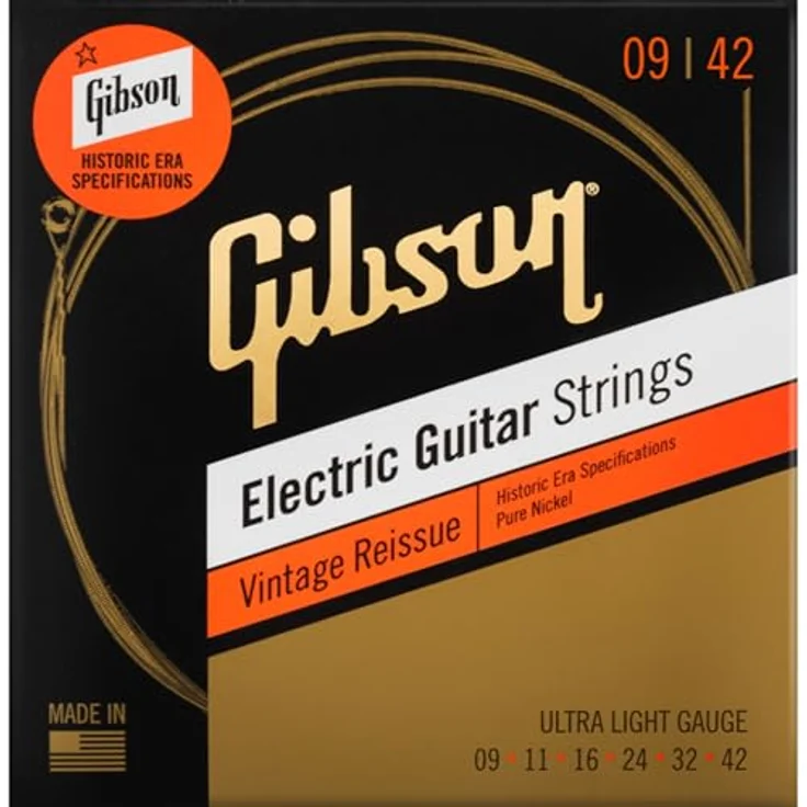 Gibson Vintage Reissue Ultra-Light, E-Gitarrensaiten Satz - Nickel Round Wound, Stärke .009-.042, Made in USA – Bild 1