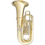 B&S 3099/1/W-L (PT-11) F-Tuba, Messing mit Goldmessing Mundrohr, 5 Drehventile, inkl. Gigbag und Mundstück