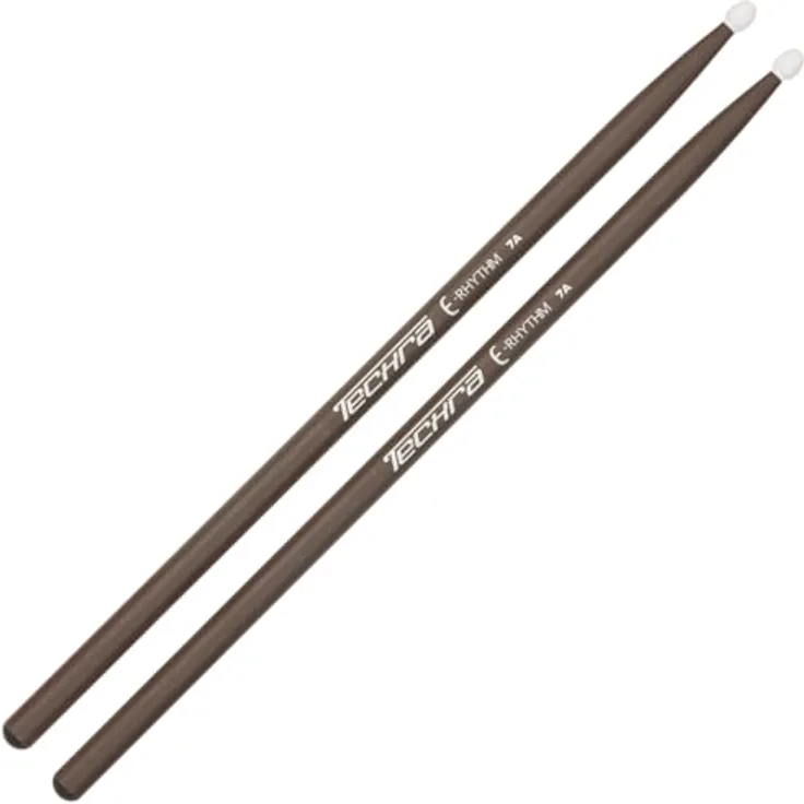 Techra E-Rhythm 7a Sticks, Leise Drumsticks mit Gummikopf für elektronische und akustische Schlagzeuge, Länge: 406mm, Durchmesser: 13,5mm
