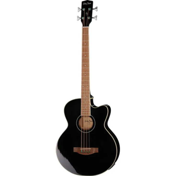 Harley Benton B-30BK Acoustic Bass, Super Jumbo Cutaway, Fichten-Decke, Sapele Mahagoni Boden, 4-Band EQ, Schwarz Hochglanz