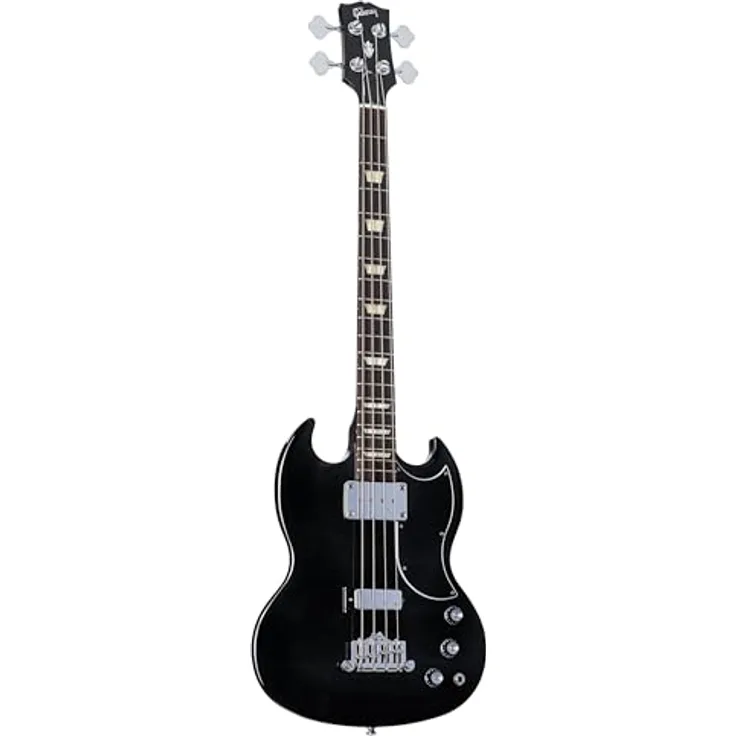Gibson SG Bass Ebony, E-Bass mit Mahagoni Korpus und Palisander Griffbrett, 774 mm Mensur, schwarz, inkl. Koffer, Made in USA