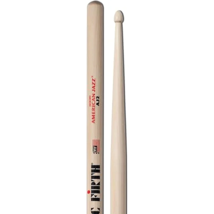 Vic Firth AJ2 American Jazz, Drumsticks aus Hickory Holz mit kleinem tränenförmigen Kopf, Länge 406 mm, Durchmesser 14,4 mm – Bild 1