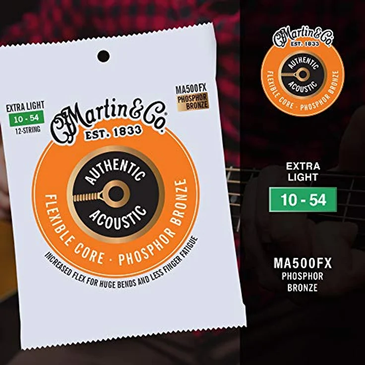 Martin Guitar MA-500FX Flexible Core, Saitensatz für 12-Saiter Westerngitarre, Phosphor Bronze, Extra Light 010-054 – Bild 4