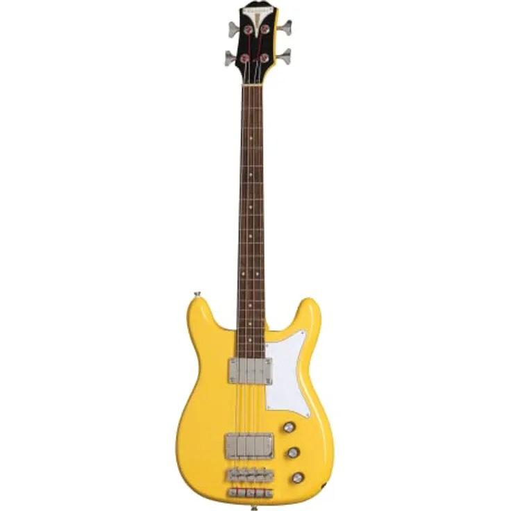 Epiphone Newport Bass, E-Bass mit Mahagoni-Korpus, Indian Laurel Griffbrett, 20 Bünde, Sunset Yellow
