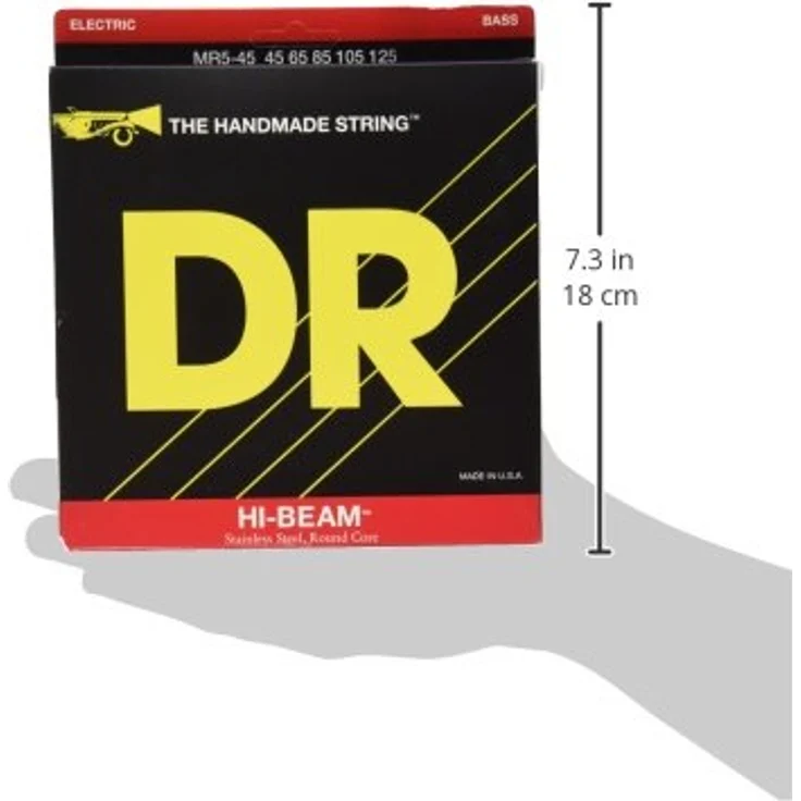 DR Strings Hi-Beam MR5-45, E-Bass Saiten Set, 5-Saiter, Edelstahl, Rundkern, Medium 45-125, langlebig und klarer Ton – Bild 3