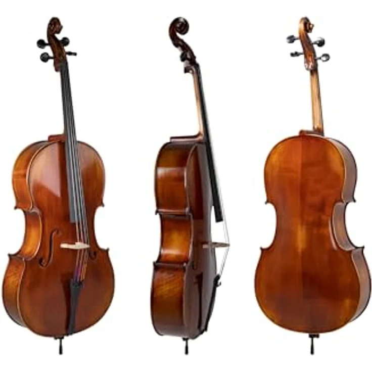 Gewa Allegro VC1 A Cello 1/2 MB, vollmassives Antik Cello aus europäischem Holz mit braun-bernsteinfarbener Naturharzlackierung, inkl. Aubert Steg und Larsen Aurora Besaitung – Bild 2