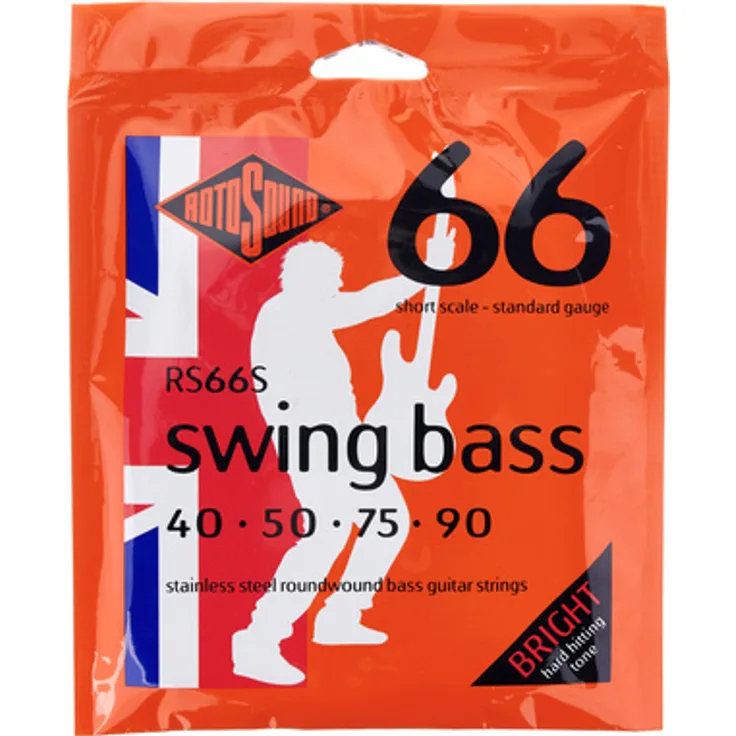 Rotosound RS66S Swing Bass, E-Bass Saiten Satz für 4-Saiter, Stainless Steel Roundwound, Shortscale, Saitenstärken .040" - .090"