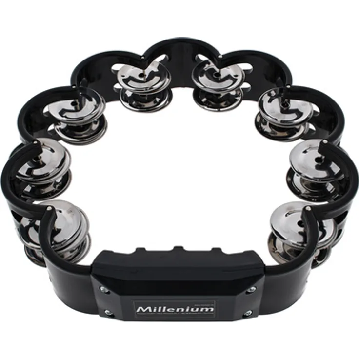 Millenium RT100 BK, Rundtambourin mit 16 Paar Schellen, Kunststoff, schwarz, Durchmesser 25 cm