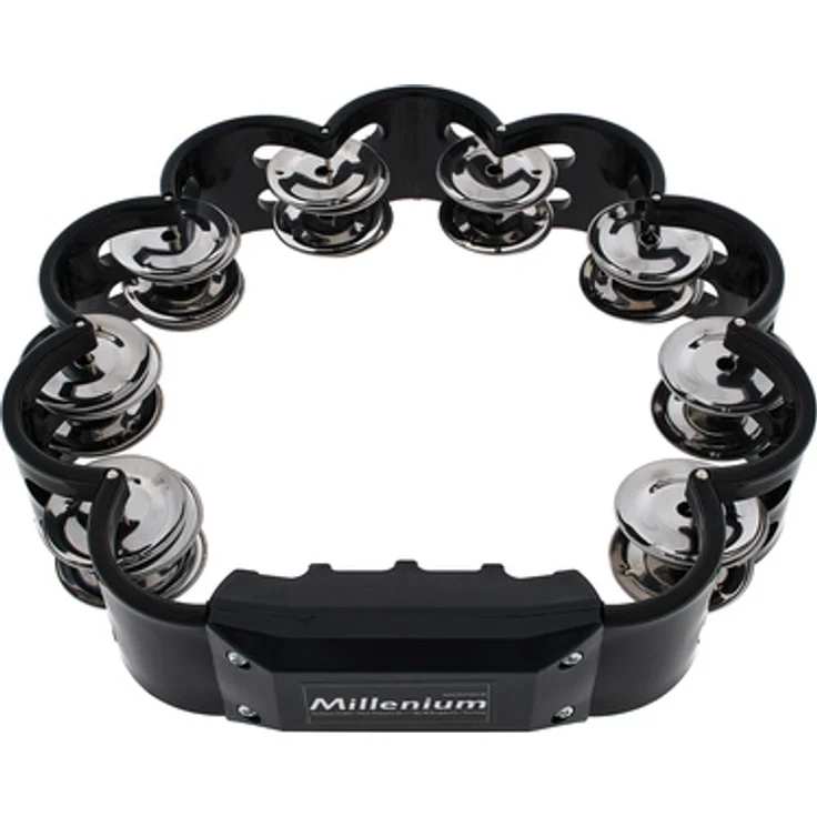 Millenium RT100 BK, Rundtambourin mit 16 Paar Schellen, Kunststoff, schwarz, Durchmesser 25 cm