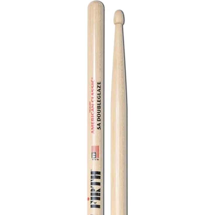 Vic Firth 5ADG Double Glaze, Hickory Drumsticks mit tränenförmigem Holz Kopf, ideal für trockene Hände, Länge 406mm, Durchmesser 14,4mm – Bild 1