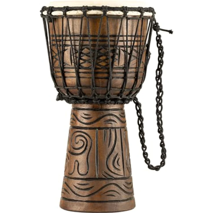 Meinl Percussion Rope Artifact Djembe, Kleine Handtrommel mit Ziegenfell, Durchmesser 8 Zoll, Mahagoni, Braun (HDJ17-S) – Bild 2