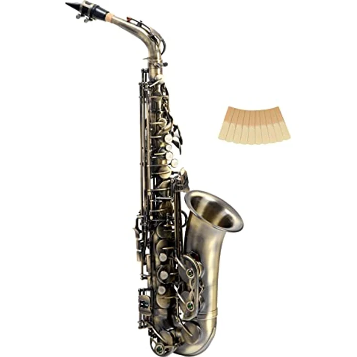 Classic Cantabile AS-450 Antique Yellow Eb Altsaxophon Set, Hoch-Fis-Klappe, ergonomische Klappenmechanik, inklusive Leichtkoffer und Blätter – Bild 1