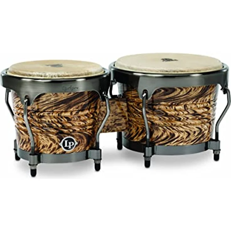 LP LPA601-HC Havana Café Bongos, Siamesisches Eichenholz, 6 3/4" und 8" Kessel, Naturfelle, brushed nickel Hardware – Bild 1