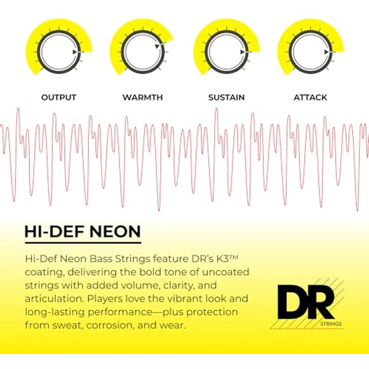 DR Strings Neon Pink NPB-45, E-Bass Saiten Satz aus nickelbeschichtetem Stahl, Neon Pink, Stärken 045-065-085 – Bild 4