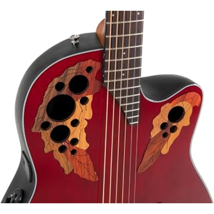 Ovation Celebrity Elite CE44-RR-G, Westerngitarre mit massiver Fichtendecke, Ruby Red Hochglanz, OP-4BT Preamp und Slimline Pickup – Bild 3