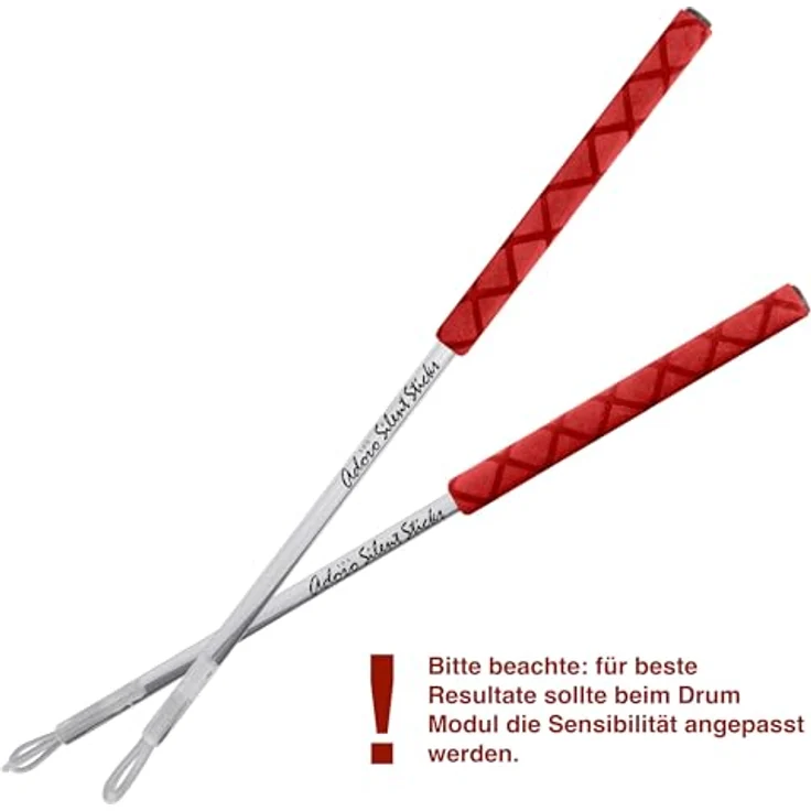 Adoro SPS Silent Sticks Signature, Drumsticks mit rotem Griff, geringerer Lautstärke und Gelenkschonung, 16,5mm Schaft, medium harter Nylontip – Bild 3