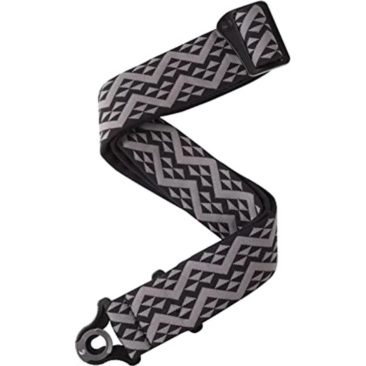 Daddario Auto Lock Strap BK Geometric Pad, Gitarrengurt mit integrierten Sicherungssystem, verstellbar von 76 - 140 cm, schwarz – Bild 1