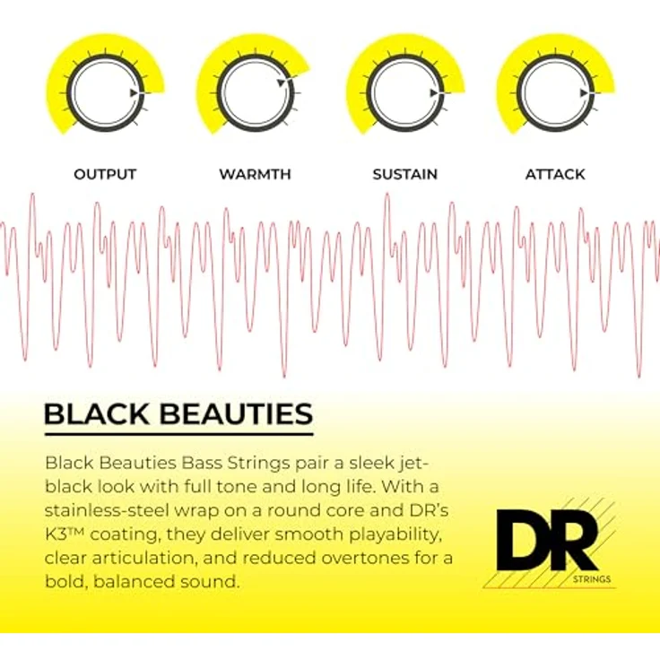 DR Strings Black Beauties BKB-45, E-Bass Saiten, komplett schwarz, Stärken 045", 065", 085", 105" – Bild 4