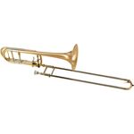Thomann AX 547 GL Bb/F Tenorposaune mit Axial Quartventil, goldmessing, inklusive Koffer und Mundstück