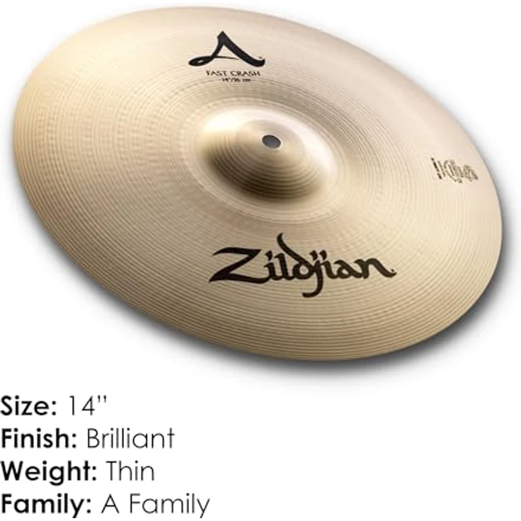 Zildjian 14" A-Series Fast Crash, Schnell Ansprechendes Schlagzeugbecken mit Voller und Lebendiger Klangfarbe – Bild 2