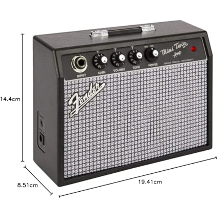 Fender Mini '65 Twin, Miniatur E-Gitarrenverstärker mit 1W Leistung, 9V batteriebetrieben, kompaktes Design mit Gain-, Lautstärke- und Tonreglern – Bild 3