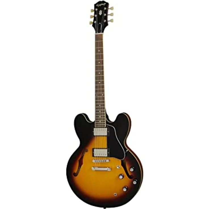 Epiphone ES-335 Vintage Sunburst, Semi-Hollow E-Gitarre mit Ahorn-Decke, Mahagoni Hals und 2x Alnico Classic Pro Humbucker