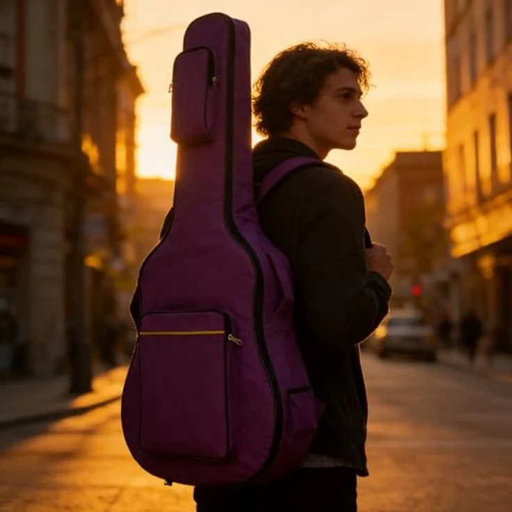 MINGZE Gitarrentasche 41 Zoll, wasserdichte Gig Tasche mit verstellbarem Schultergurt und zwei Fächern, lila – Bild 2