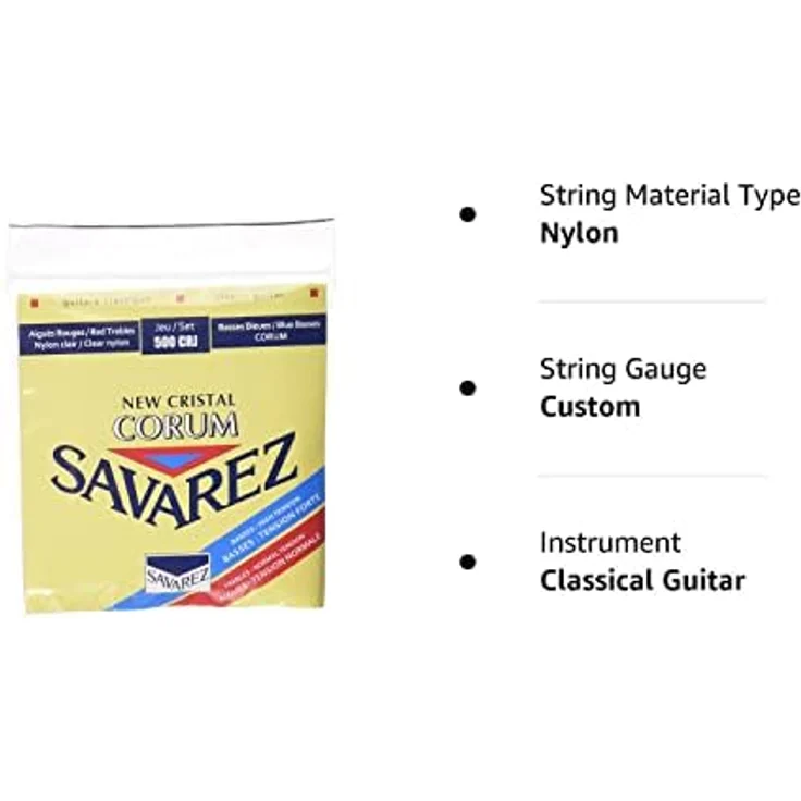 Savarez 500CRJ Corum New Cristal, Gitarrensaiten für Konzertgitarre, Standard High Tension, Nylon, versilbert umsponnen – Bild 3