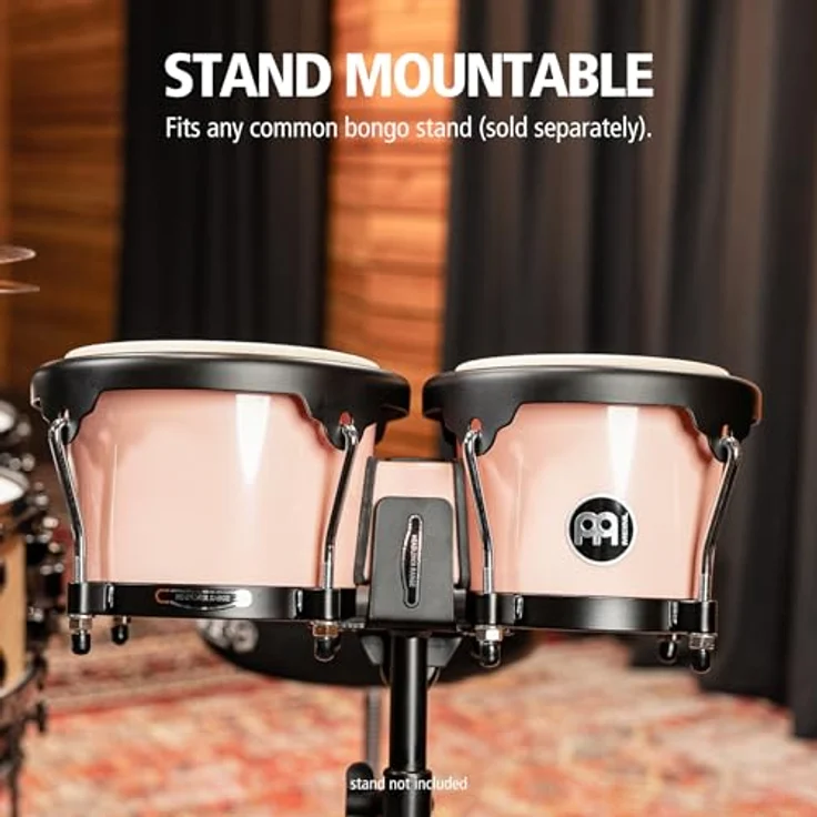 Meinl HB50FP Journey Bongo, 6,5" Macho & 7,5" Hembra, aus ABS Kunststoff, Flamingo Pink, handselektierte Wasserbüffelfelle, inklusive Stimmschlüssel – Bild 5