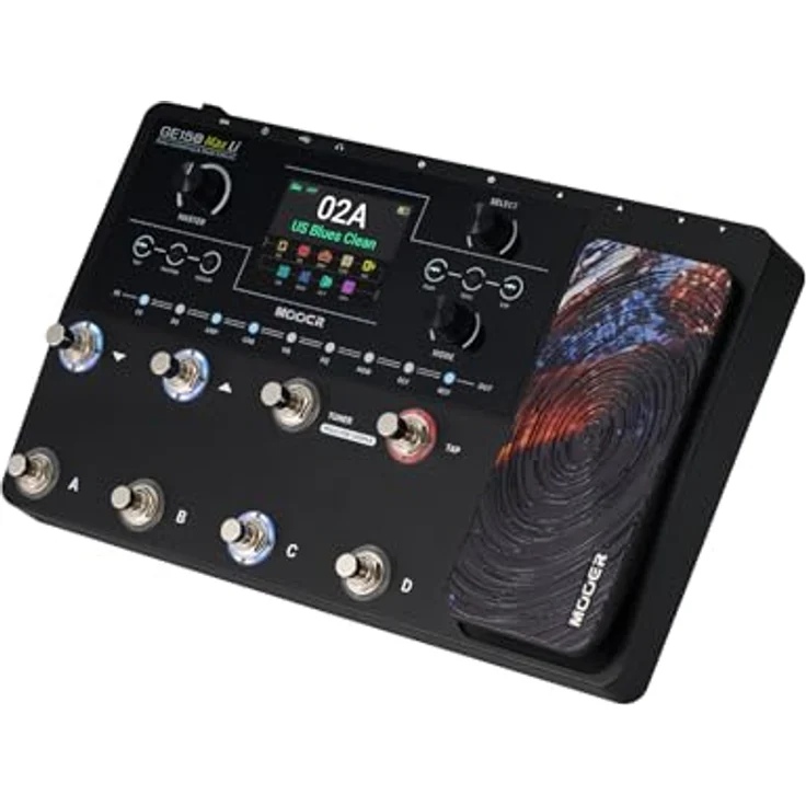 Mooer GE150 Max Li, Gitarren-Multieffekt Pedal mit 55 Verstärkermodellen, 170 Effekten und kabellosem Betrieb, schwarz – Bild 2